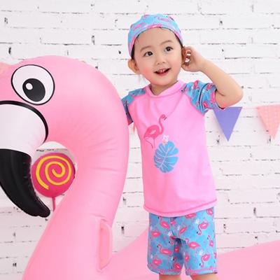 China Cute Baby Swimsuit Children's Flamingo Polyester Beach Swimwear Girl Child Swimwear for sale