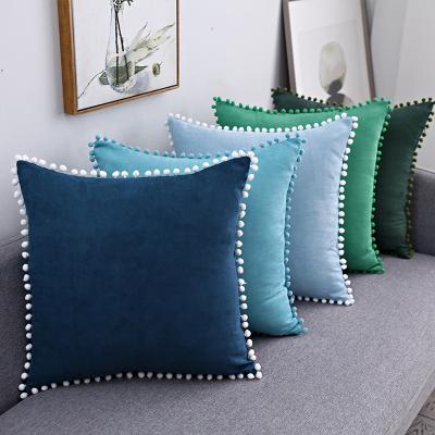 China Handmade Fuzzy Ball Lace Cushion Cover Anti-bacteria Hot Selling Cushion Sofa Cushion Cover for sale