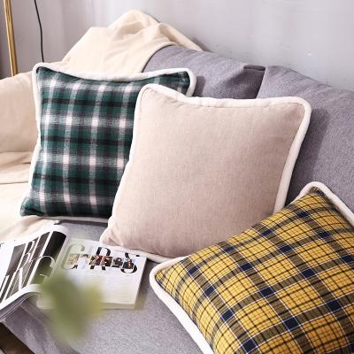 China Wholesale High Quality Home Cushion Cover Pillow England Vintage Plaid Pillow for sale