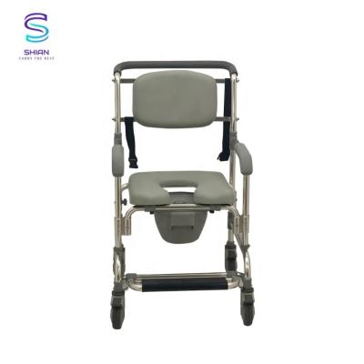 China Toilet Transfer Rolling Commode Wheelchair 94.6x22.7x58.2cm for sale