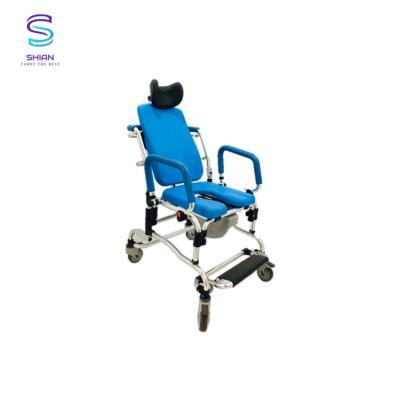 China Transport Chair Commode Wheelchair With Padded Seat And Reclining Backrest 110*35*54 cm for sale