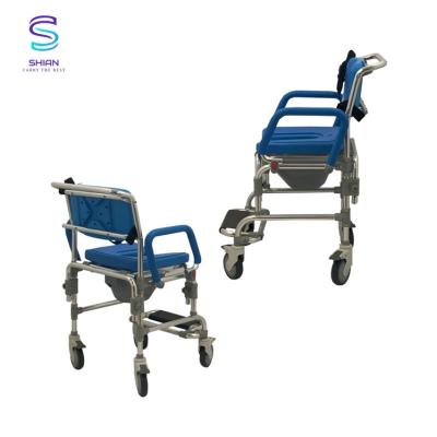 China Multifunctional Adjustable Shower Commode Wheelchair 95.15x28.18x53.03cm for sale