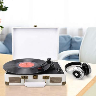 China hi-fidelity vinyl record recorder turntable player with fashion case built in speaker/Input/RCA aux. USB playing M422 for sale