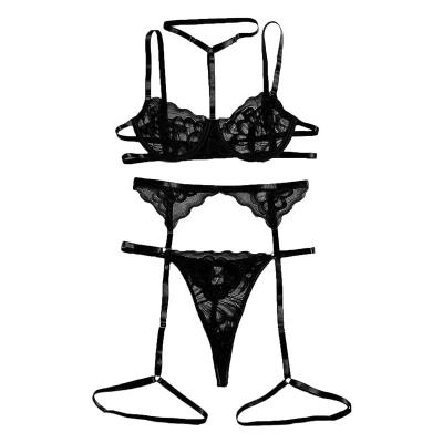 China 95% polyester 2023 Sexy Women's Underwear Collection Includes Bra & Brief Sets with Garter Belt Transparent Corset Lingerie for sale