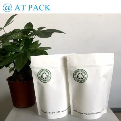 China 100% Biodegradable Paper Custom Biodegradable Packaging Bag Eco Friendly Logo Stand Up Ziplock Bag for sale