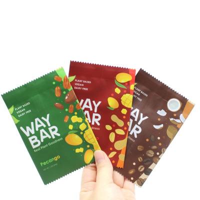 China Moisture Proof Digital Printing Matte Finish Aluminum Lined One Side Open Flat Energy Bar Wrappers for sale