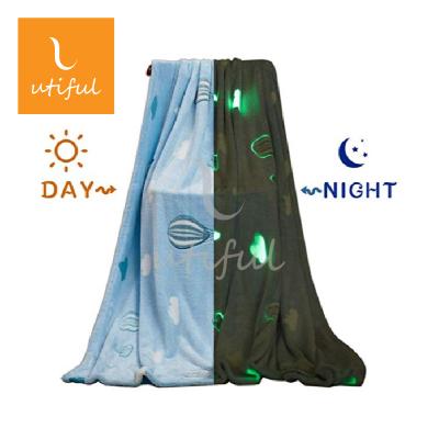 China PASSIONATE Super Soft Glow In The Dark Bright Flannel Fleece Blanket Coral Throw For Sofa for sale