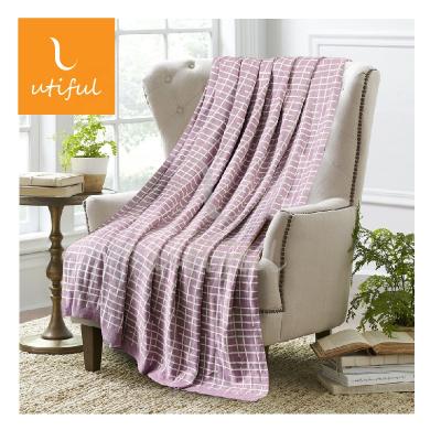 China HOT Spring Summer Check Pattern Cotton Knitted Throw Blanket For Bedding for sale