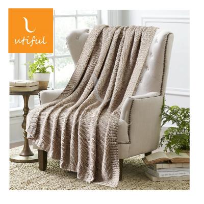 China PASSIONATE Lurex Luxury Plain Knitted Throw Blanket For Home Decoration for sale