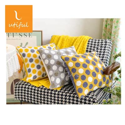 China Anti-Static Multicolor Jacquard Acrylic Multicolor Sunflower And Dot Pattern Knitted Cushion for sale