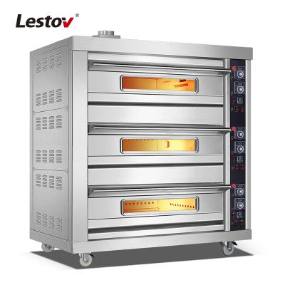 China High Efficiency Electric Easy Operation Commercial 3 Deck 9 Tray Gas Oven Temperature Controller Oven Bread WFC-309Q for sale