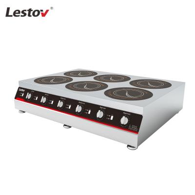 China Hotel Countertop Induction Hob 6 Burners For Commercial Kitchen Glass-Ceramic Surface for sale