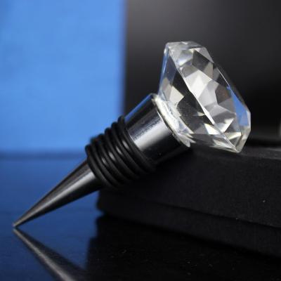 China Europe Diamond Shape Crystal Wine Stopper Wholesale Crystal Wedding Souvenirs Gifts for sale