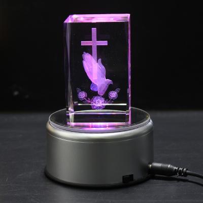 China China 3D Religious Cube Crystal Baby Baptism Souvenir Gifts for sale