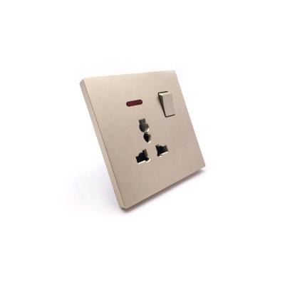 China Fashion Wholesale Gold Color British Middle East Type 1gang 3pin Multifunctional Electrical Wall Socket Switch for sale