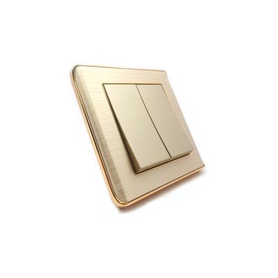 China British Standard 2gang 2way Luxury Household Gold Color Electric Wall Switch for sale