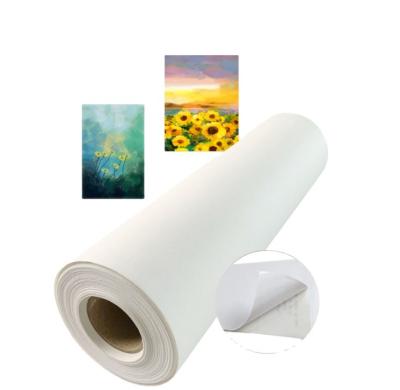 China Inkjet printing self adhesive vinyl waterproofed painting canvas for inkjet printing polyester canvas roll for sale