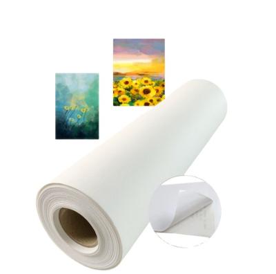 China Inkjet printing wholesale self adhesive vinyl waterproofed painting canvas for inkjet printing polyester canvas roll for sale