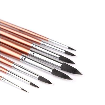 China 8Pcs Acrylic Oil Painting Private Label Gouache Watercolor Brush Wooden Handle Round Art Oil Painting Brush for sale