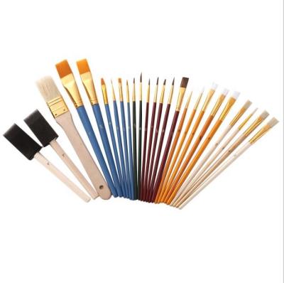 China Multipurpose 25 Acrylic Watercolor Gouache Oil Paint Brush Value Pack Large With Oil Watercolor Acrylic Gouache for sale