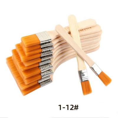 China Factory Supplier Flat Bristle Wood Handle Long Bristle Wall Paint Brushes With Different Size for sale