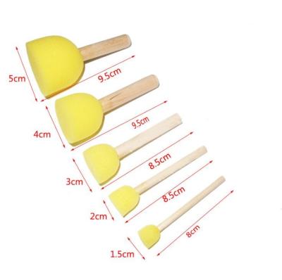 China Art Tool Mini Stamp Sponge Drawing Painting Set Foam Brushes With Wooden Handle For Kids Craft for sale