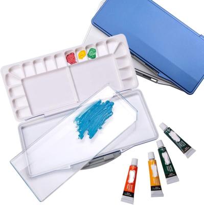 China 18 Grids Eco-friendly Material Folding Moisturizing Plastic Watercolor Palettefor Oil Paint Watercolor Tray Box for sale