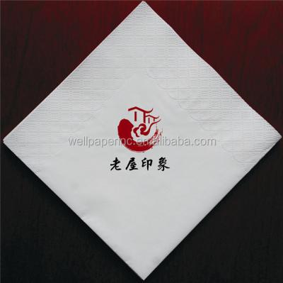 China White 33x33cm, 2 ply dinner paper napkin with logo print, 100% virgin woold pulp logo printed napkin for sale