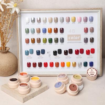 China 2021 Quick Drying Nail Art New Highly Pigmented 48 Colors Solid Color Cream Pudding Gel Nail Polish for sale