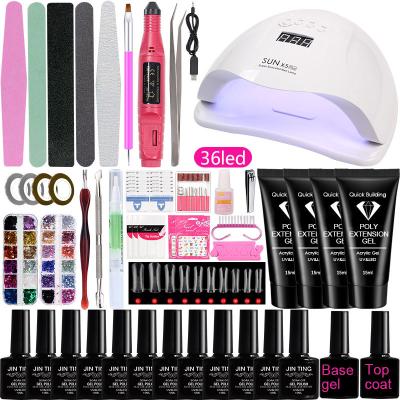 China Nail Art Professional DIY Nail Art Kits Portable DIY Nail Dryer LED UV Lamp Poly Acrylic Gel Kit Soak Off Gel Nail Polish Set for sale