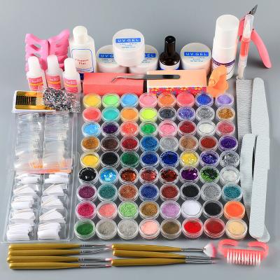 China Easy Apply Professional Pro Nail Kit Powder Glitter Full Acrylic Manicure Set Nail Art Liquid Decoration Crystal Tips Factory Manicure Kit for sale