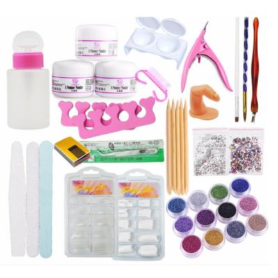 China Easy Apply Nail Art Kit Acrylic Powder Glitter False False Nail Art Tips Professional Nail Art Decoration Tools for sale