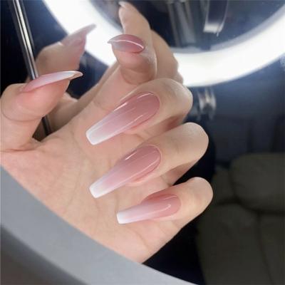 China Easy apply fast delivery whosale 24pcs customize full cover color mix pink and white long press on nails for sale