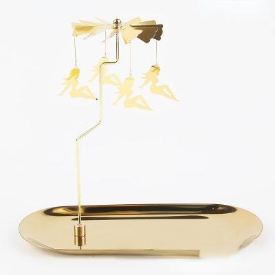 China Metal with Rotating Tray Candlestick Carrying Golden Windmill Magnet Lantern Aromatherapy Candle Tray. for sale