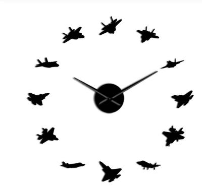 China EVA Modern Fighter Creative Clock DIY Fun Acrylic Space Shuttle Clock Living Room Wall Sticker Fashion Personality Clock for sale