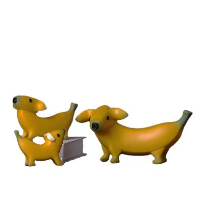 China Large Art Resin Crafts Decoration Living Room Bedroom Study Entrance Decoration Gift New Creative Banana Folk Dog 3pcs/pair for sale