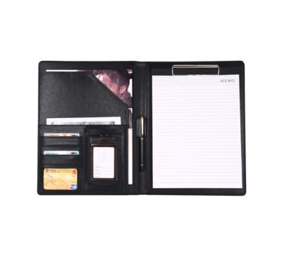 China Hot Sale Eco-friendly Custom PU Leather Clipboard Writing Folder A4 Padfolio with Memo Pad for sale