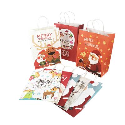 China Recycled Materials Christmas Series Bulk Custom Kraft Paper Bags Gift Box Bag Handbags for sale