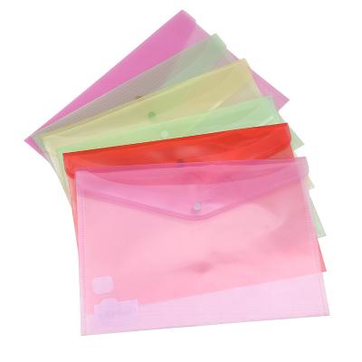 China Eco-friendly Wholesale Colorful Clear Transparent A4 Letter Size Document Filing Folder Bag With Snap Button for sale