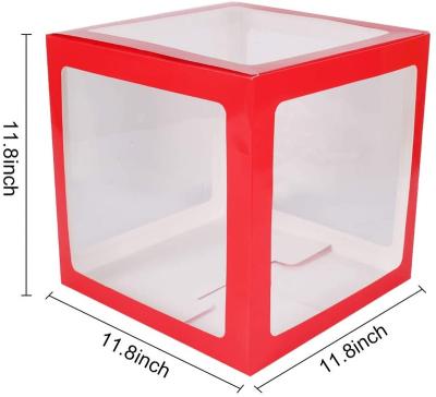 China Happy Christmas Block Decoration Happy Holiday Party Decoration Red Transparent Large Decoration Paper Box for sale