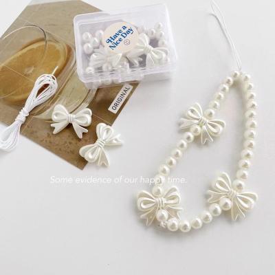 China White bow Lanyard Mobile Phone Chain acrylic beaded new acrylic simple personality for sale