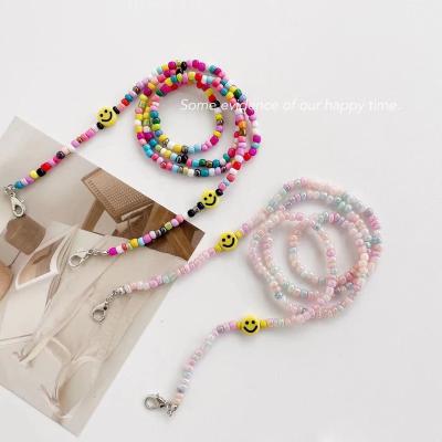 China New Smiley Candy Color Acrylic Beaded Lanyard Necklace Glasses Chain Mask Cartoon Simple Chain for sale