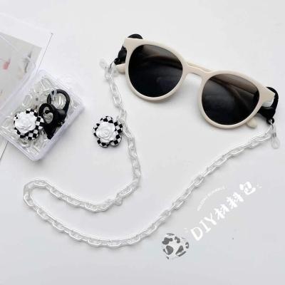 China New Simple Personality Acrylic Black Acrylic Rose Lanyard Necklace Eyeglasses Chain Earphone Chain Material Package for sale