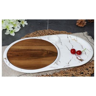 China Elegant Luxury Oval Marble Dish Sustainable Hot Selling Ceramic Dinner Dishes , Three Separate Dish for sale