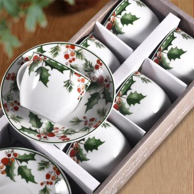 China Hot Selling 12pcs Coffee Cup White Stocked Espresso Cups And Saucers Sets Porcelain Ceramic Nordic Coffee Sets Cup 90ml for sale