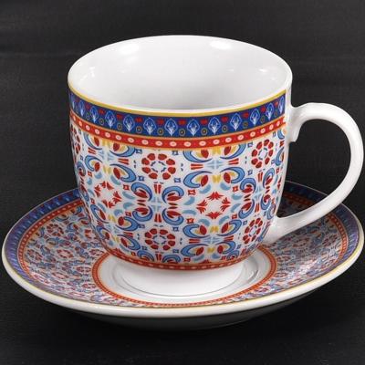 China Factory Price Viable Porcelain Drum Shape Coffee Set Ceramic Coffee Cups and Saucers 12pcs 180ml for sale