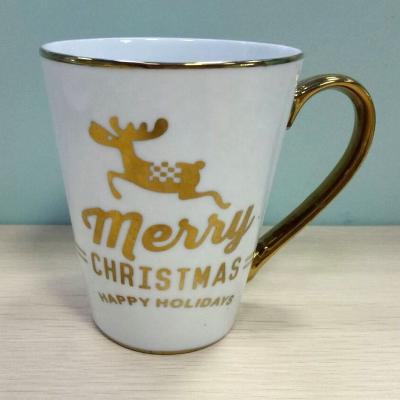 China New Viable Arrive Christmas Coffee Mug Eco-Friendly Electroplating Ceramic Mug 330ml for sale