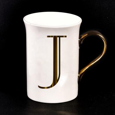 China Sustainable Style 300ml Mug Milk Mug Bone China Luxury Ceramic Tableware Custom Design Mug With Plated Effect for sale