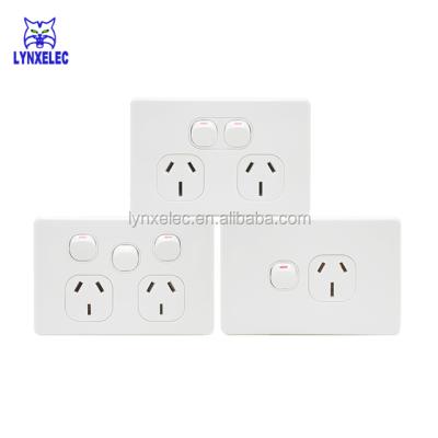 China Dual 250V 10A Australia Power Socket Power Point Australia Residential Slim Plug for sale