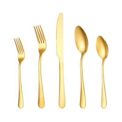 China Viable Gold Plated Cutlery Spoon And Fork Set To Wedding Gold Flatware Matte Finish Bulk Set for sale